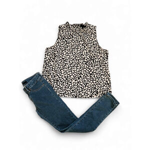 Who What Wear Womens Size Large Sleeveless Shirt Black and White